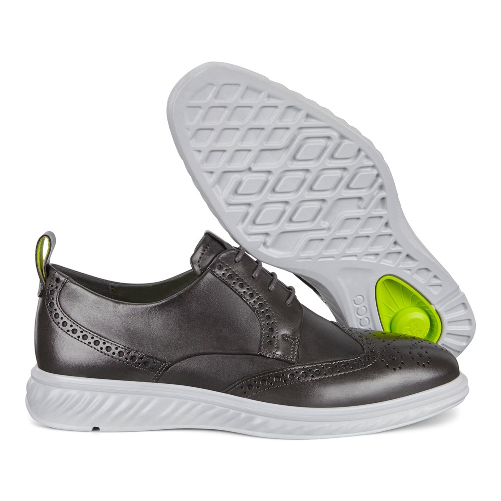 ECCO Mens Brogue Shoes Dark Grey - St.1 Hybrid Lite Wingtip - SLU-716324